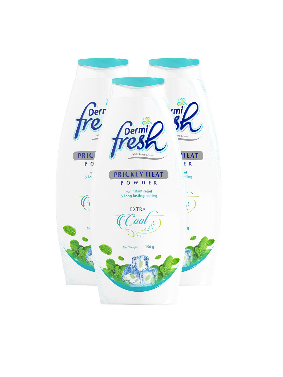 DERMIFRESH Set Of 3 Fresh Prickly Heat Powder For Long Lasting Cooling - 150 g Each