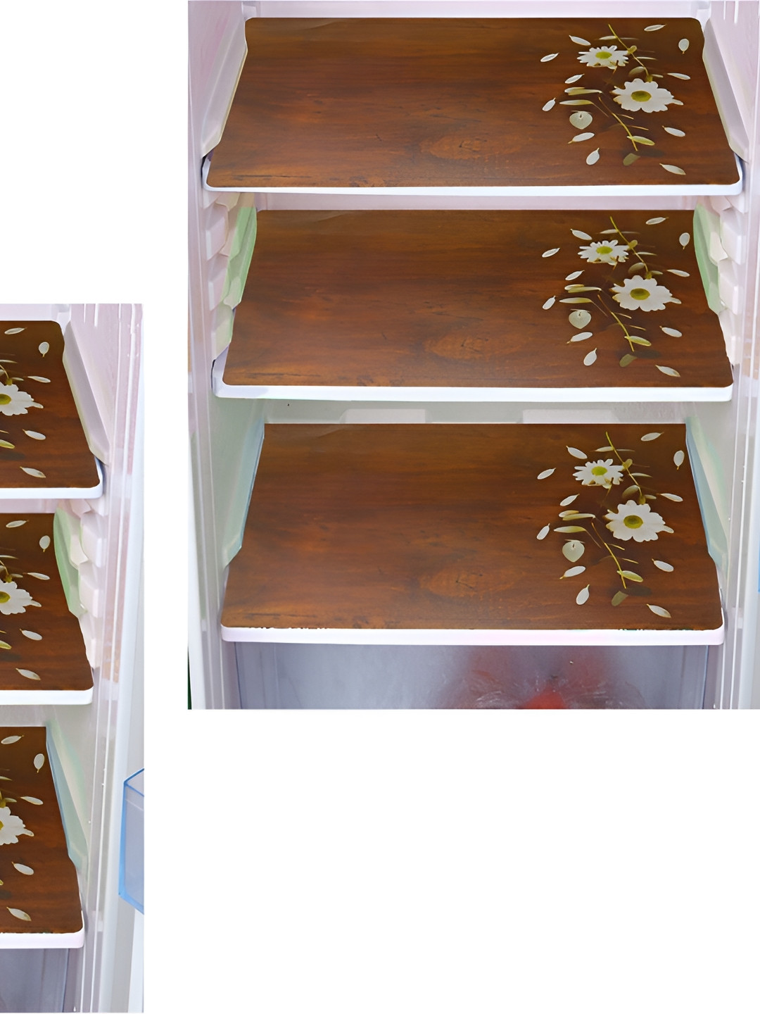 Aura 6 Pieces Brown & White Printed Fridge Drawer Mats