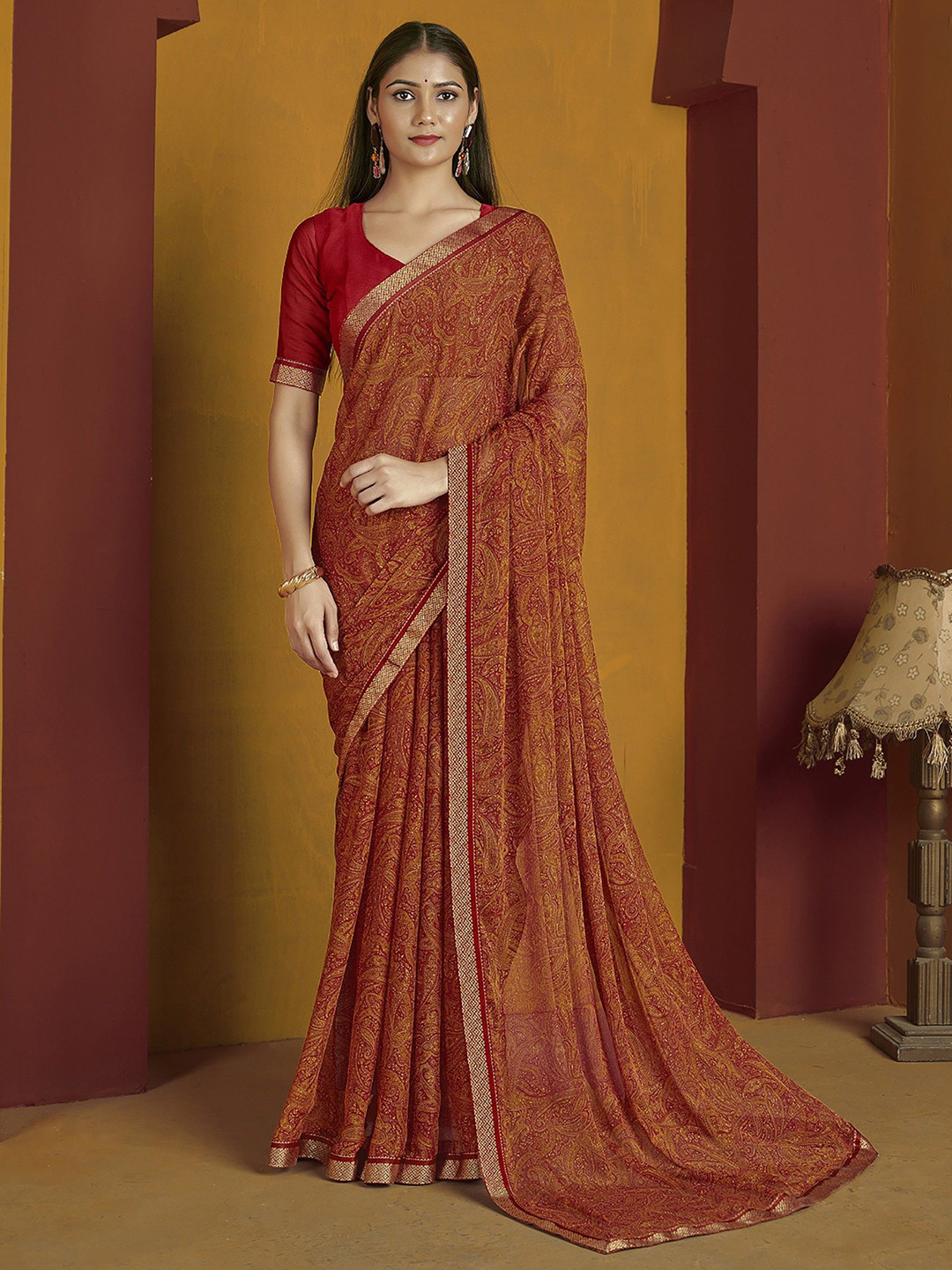 LeeliPeeri Designer Geometric Printed Patchwork Saree