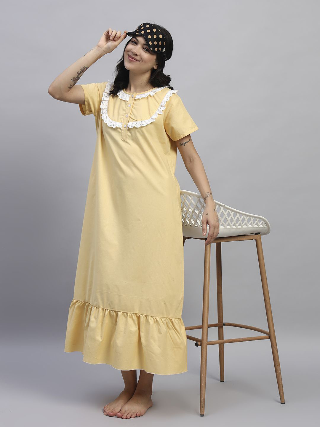 SEPHANI Solid Maxi Nightdress