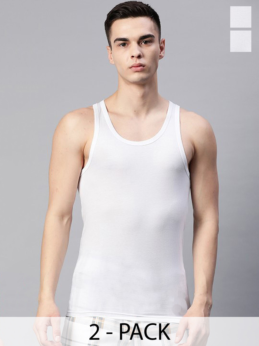 CAVENDERS Pack Of 2 Scoop Neck Long Lasting Basic Vests - c7=SWIFT---2---85