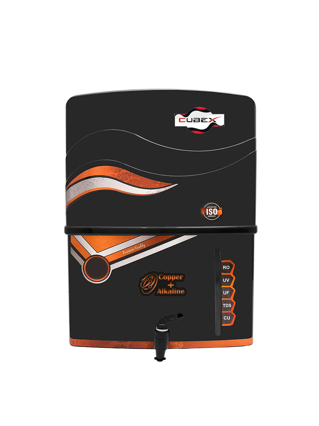 Cube X Black & Orange-Colored RO Water Purifier 12 L