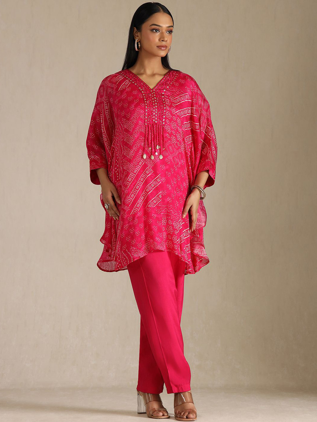 Soch Chinon Women Bandhani Printed Top Trousers and Shrug