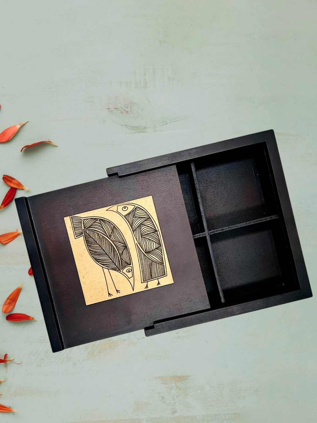 Angira Handicrafts Brown Animal Print Wood Flip Top Box Container Set