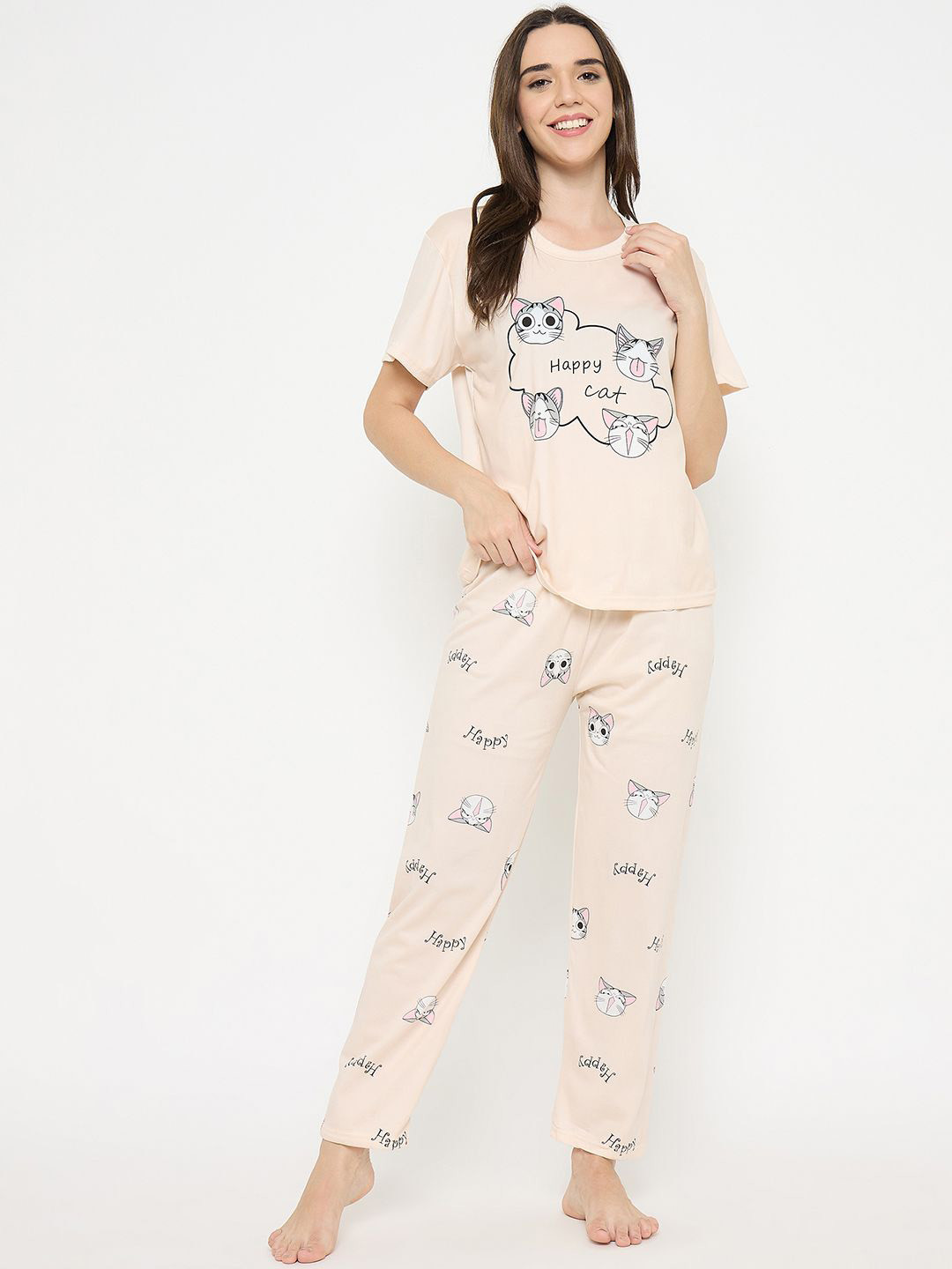 Camey Graphic T-shirt with Pyjamas Night Suit