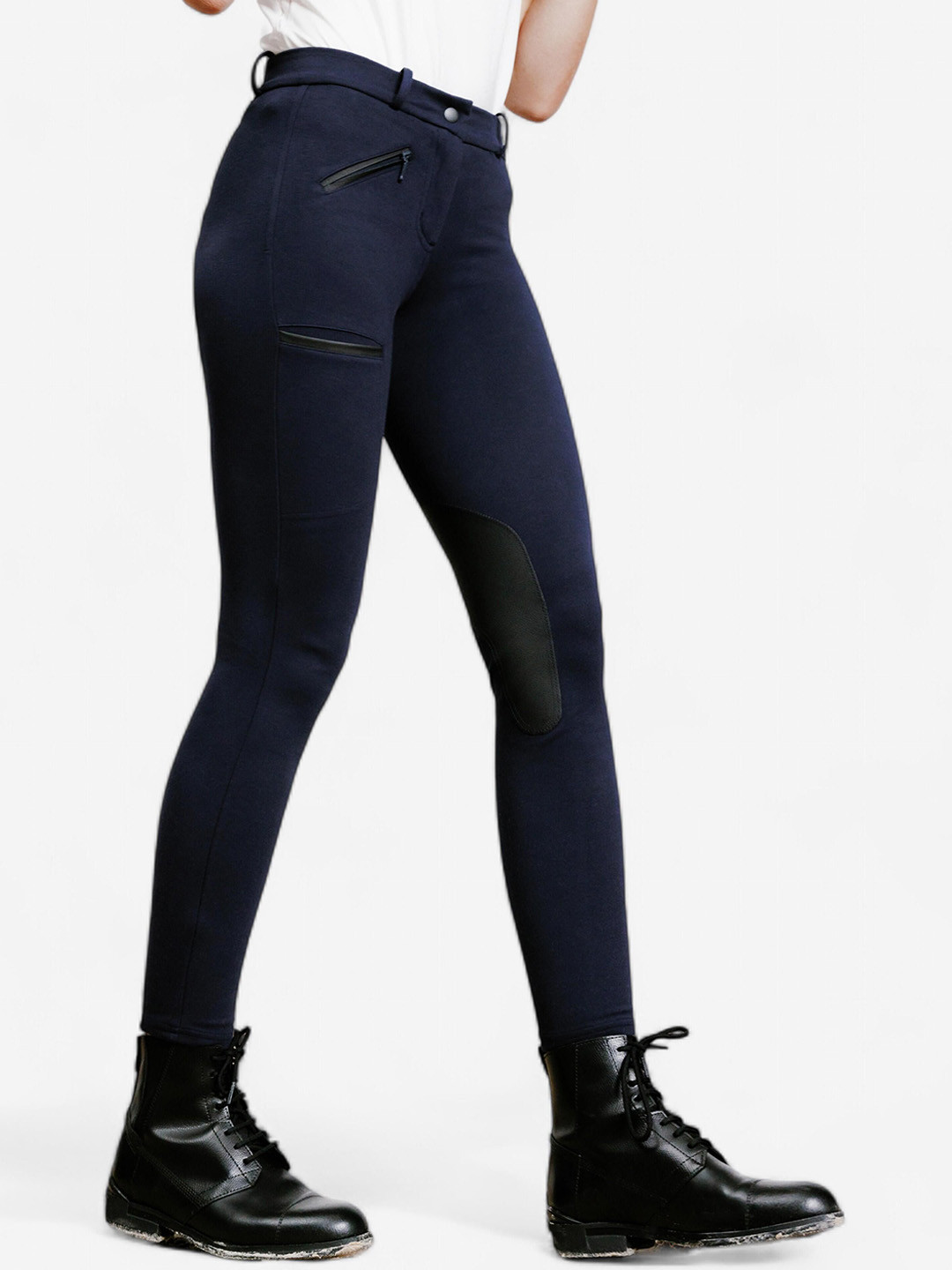 Decathlon FOUGANZA - Women Horse Riding Patch Jodhpurs Cotton Trouser