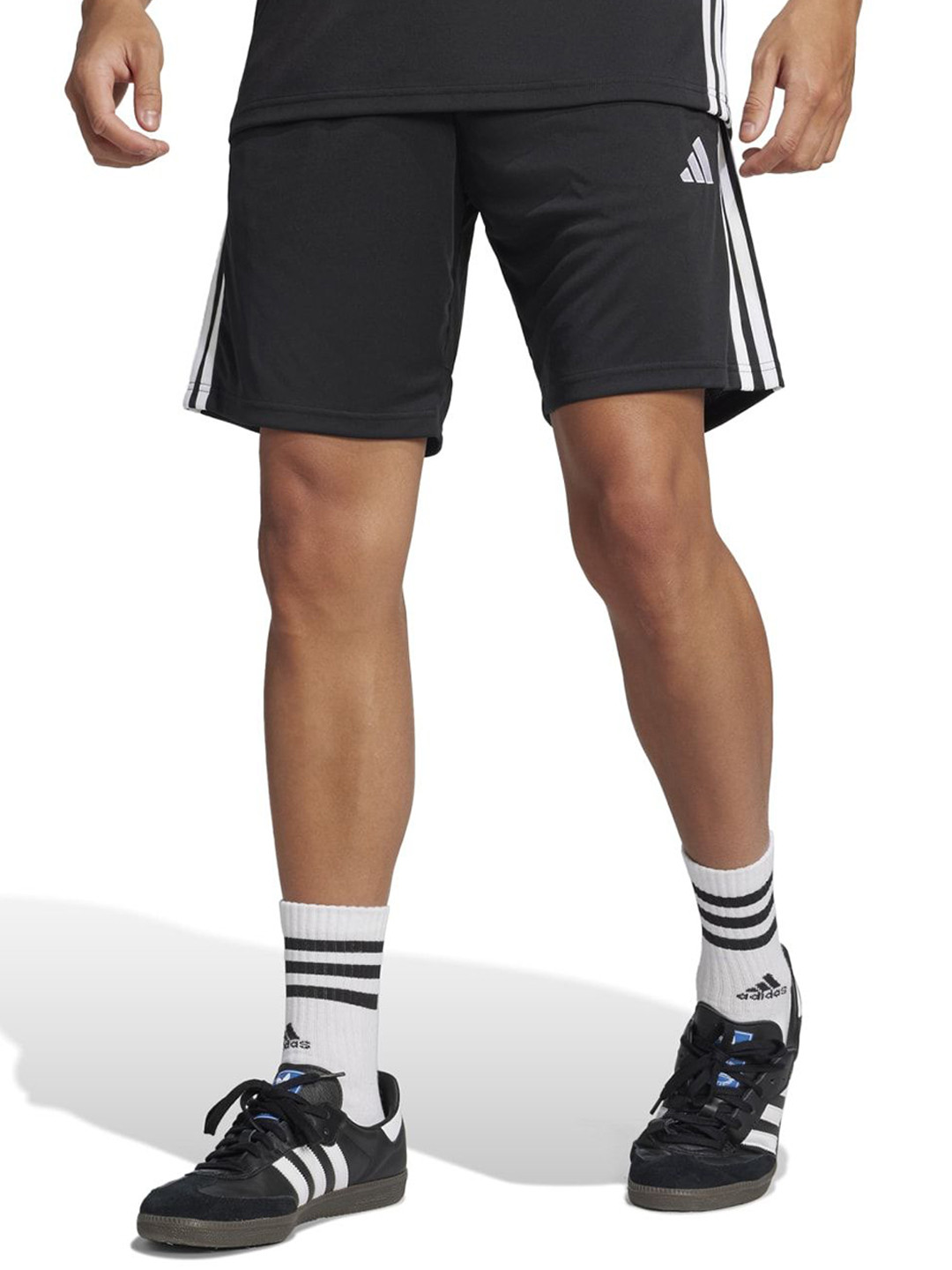 ADIDAS Men Tiro Essential Striped Regular Fit Mid-Rise Above Knee Sports Shorts