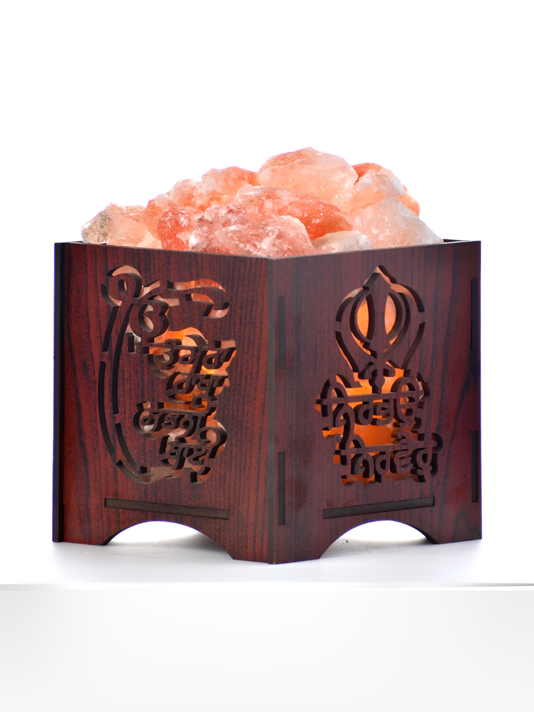 GLOBAL AROMA Brown Nirbhu Textured Wooden Contemporary Square Shaped Table Lamp With Bulb