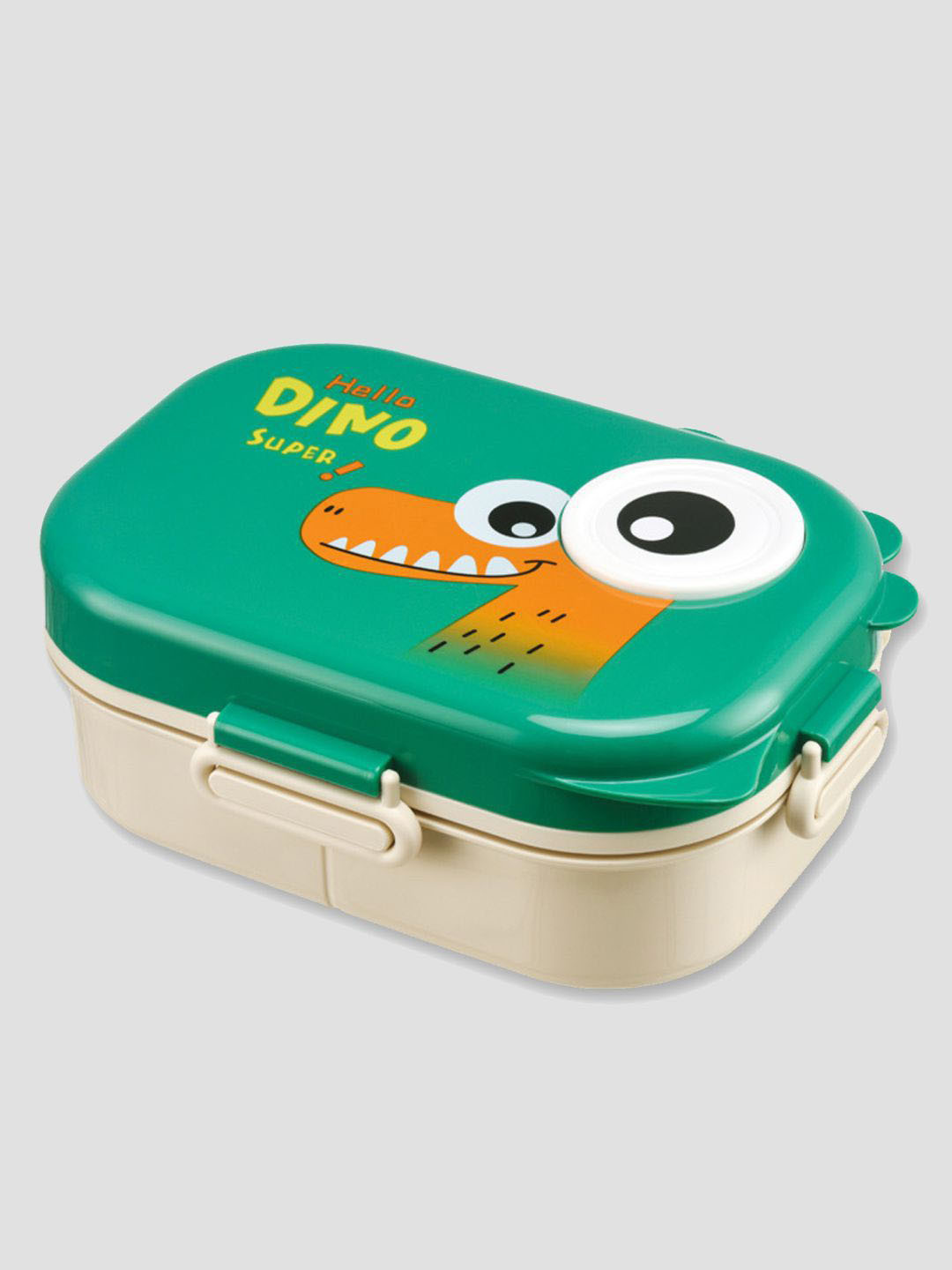 Little Surprise Box LLP Big Eye Dino Theme Microwave Safe 3PCs Lunch Box With Spoon & Fork