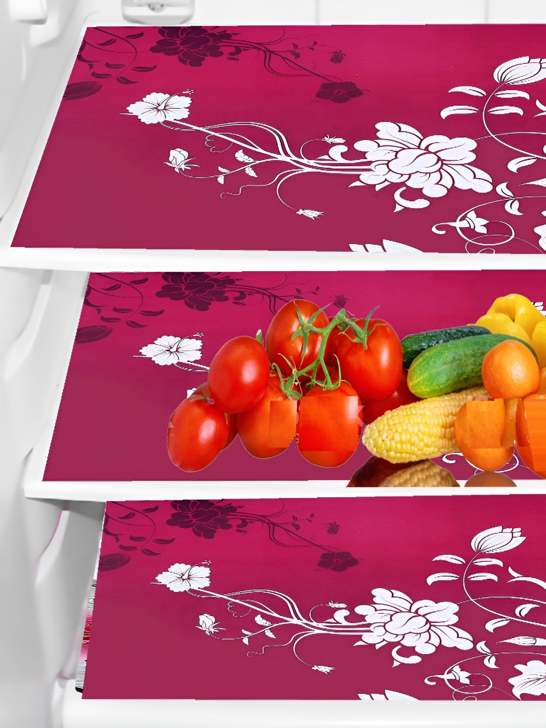 Aura Magenta Set of 3 Piece Printed Heat Resistant Fridge Mats