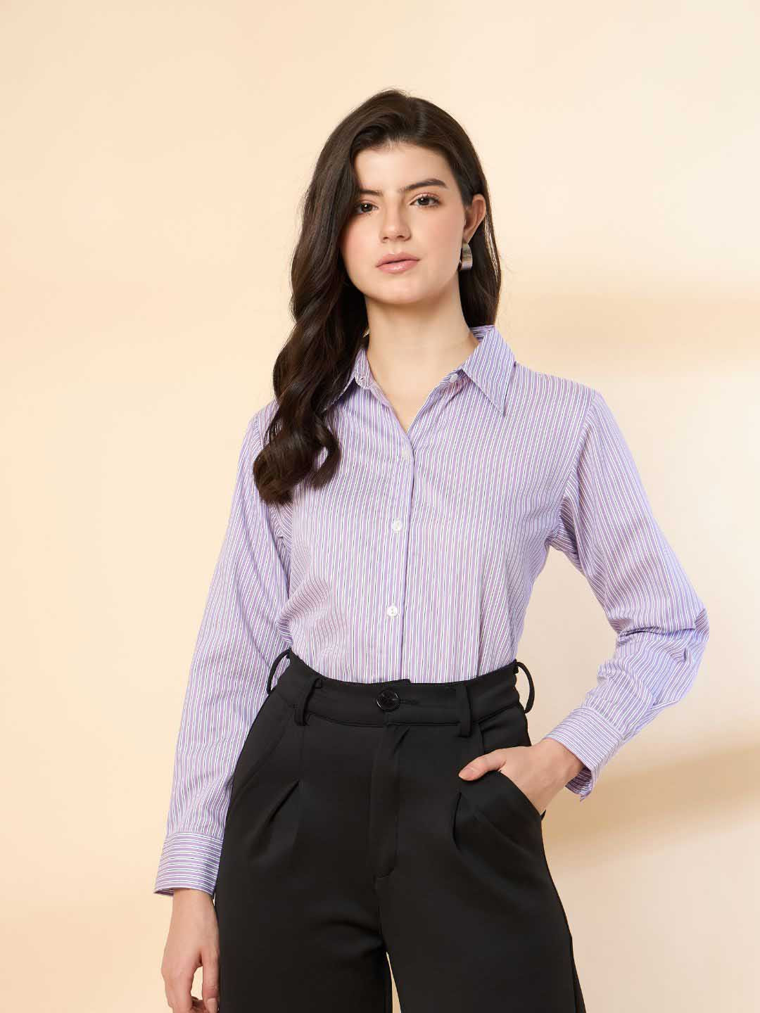 Kiarabel Retail Women Classic Striped Formal Shirt