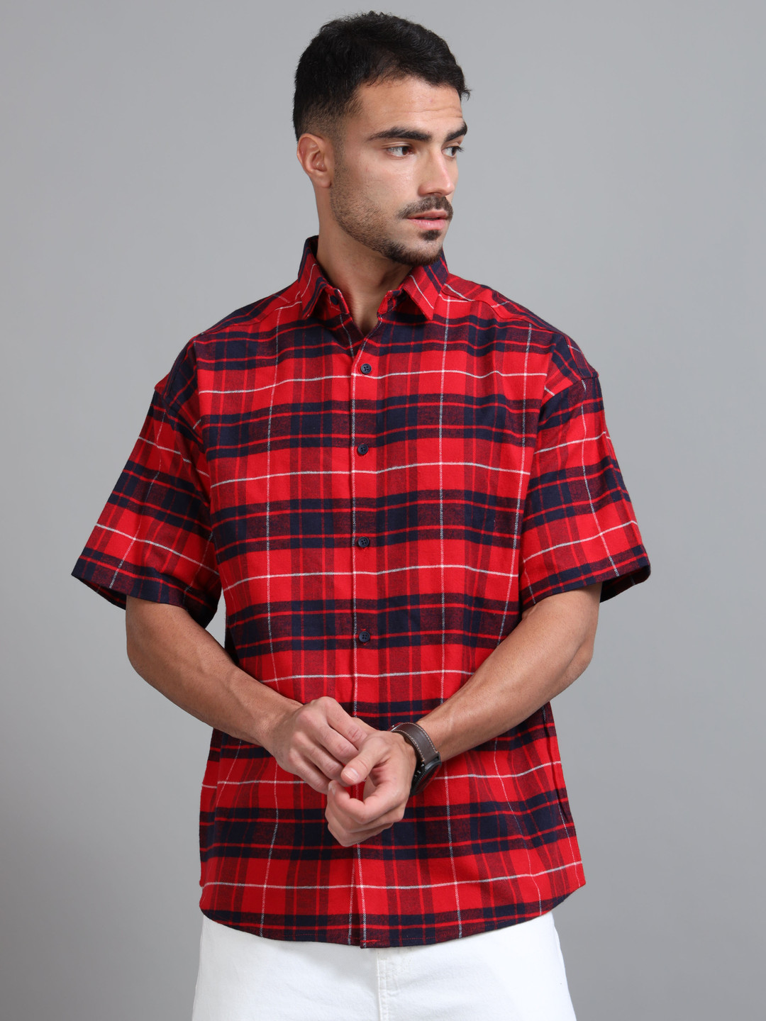 Kolor Fusion Men Smart Tartan Checks Checked Casual Shirt