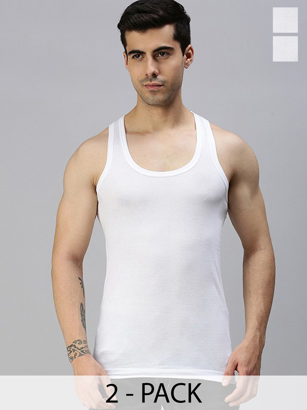 CAVENDERS Pack Of 2 Scoop Neck Long Lasting Basic Vests - c60=SWIFT---2---85