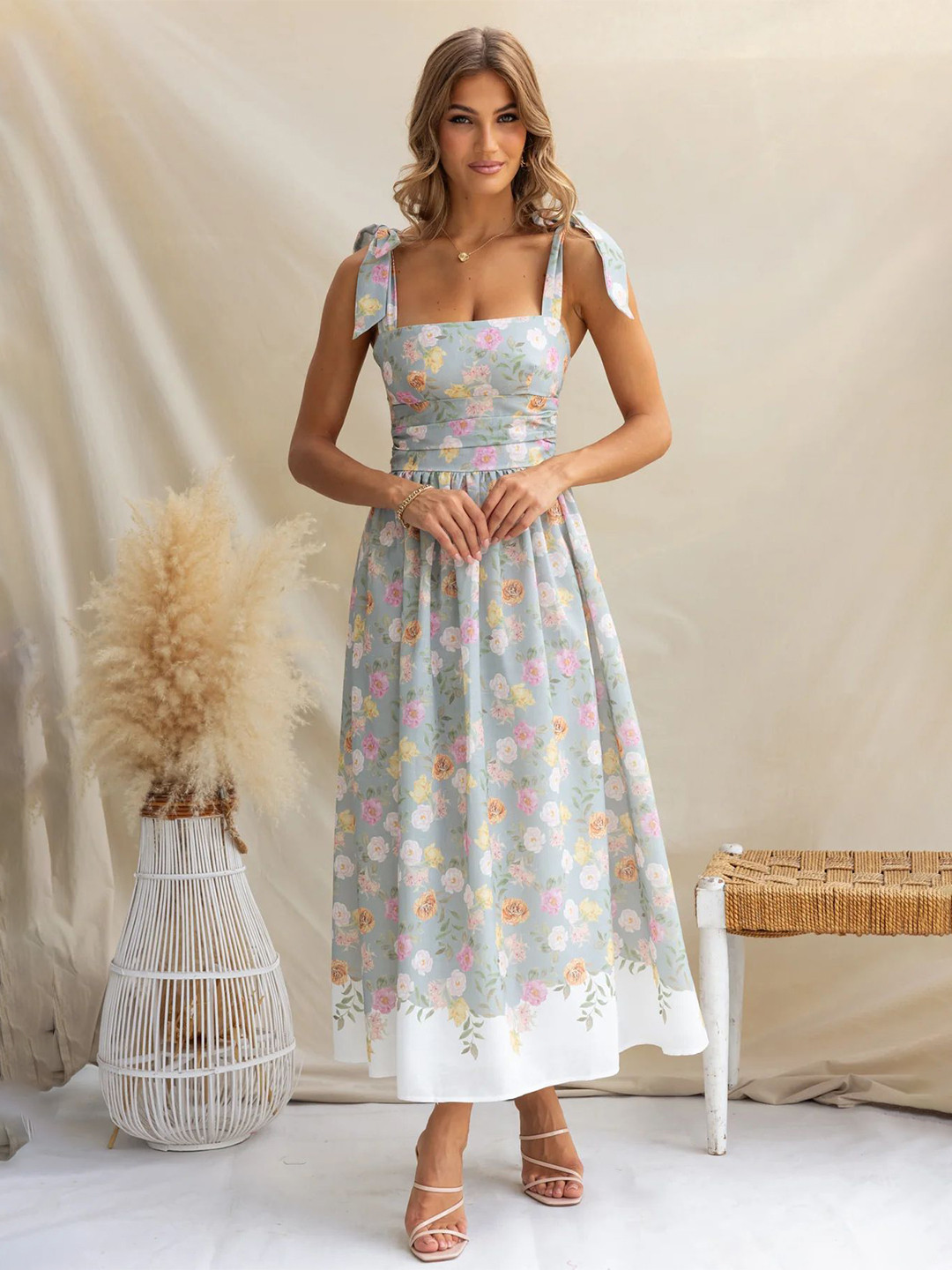 Routes by All About You Women Floral Printed Tie-Ups A-Line Dress