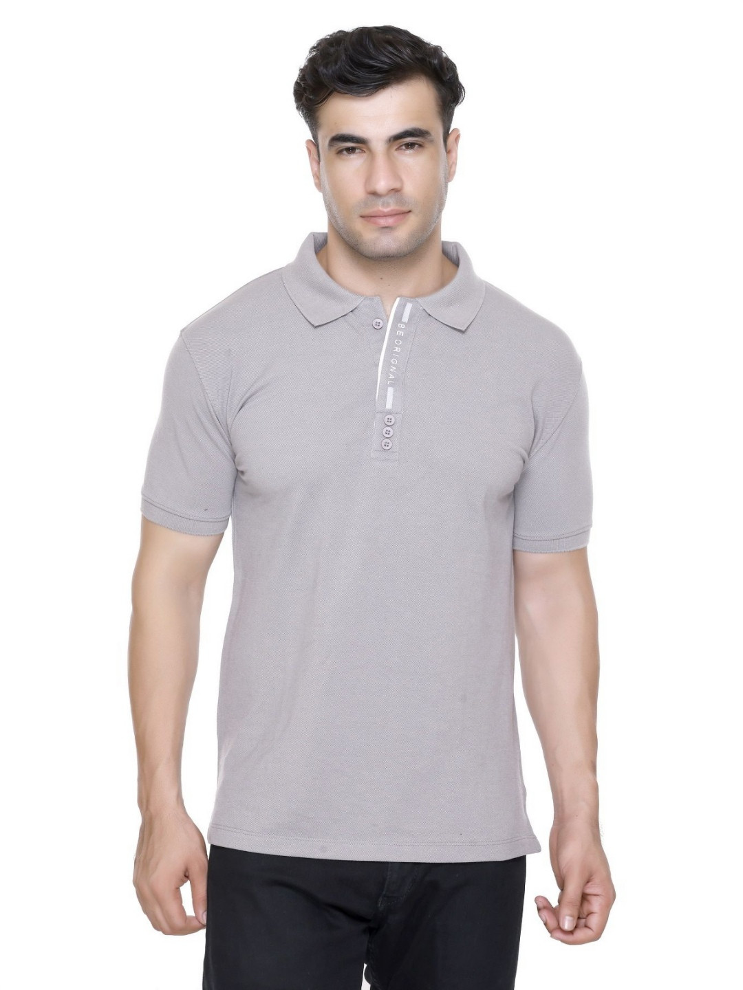 HOOD CULTURE Men Solid Polo Collar Regular Fit T-shirt