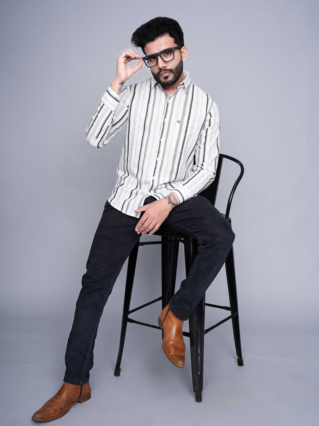 INKMAN Men Striped Casual Shirt