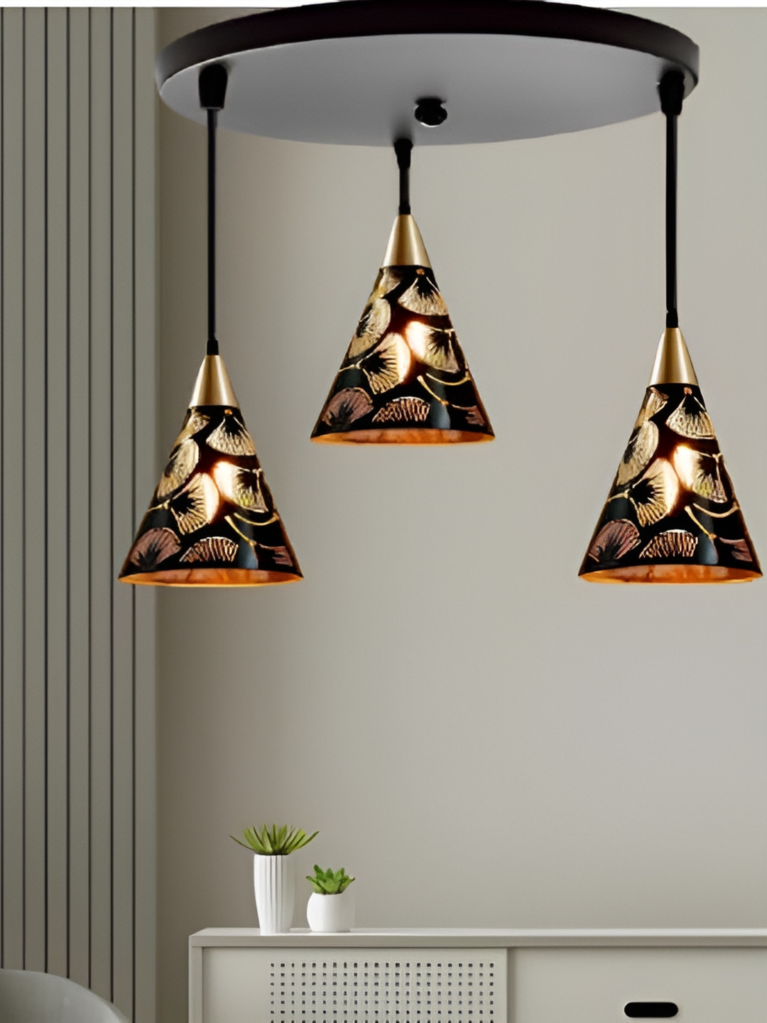 KINIS Black & Gold-Toned Aluminium Quirky Hanging Light Ceiling Lamp