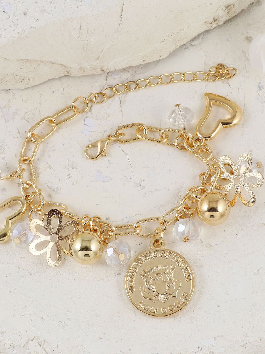 Asthetika Women Link Multi Charm Beaded Bracelet