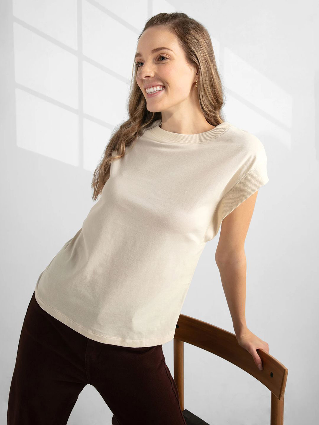 Jockey Groove Women Super Combed Cotton Rich Hybrid Tank Top with Ribbed Sleeves - WZ01