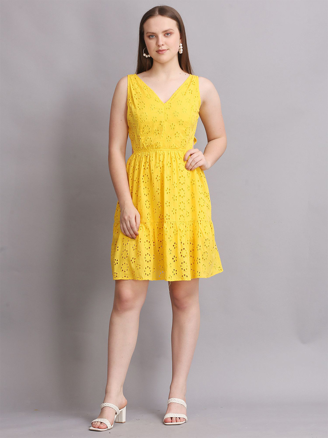 SWISHIN Women 1 Solid Above Knee Length  Fit & Flare Dress