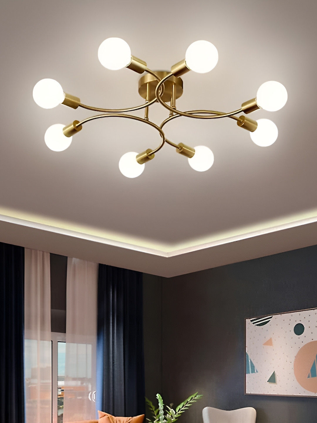 KINIS Modern and Unique Style Gold-Toned & White Ceiling Lamp