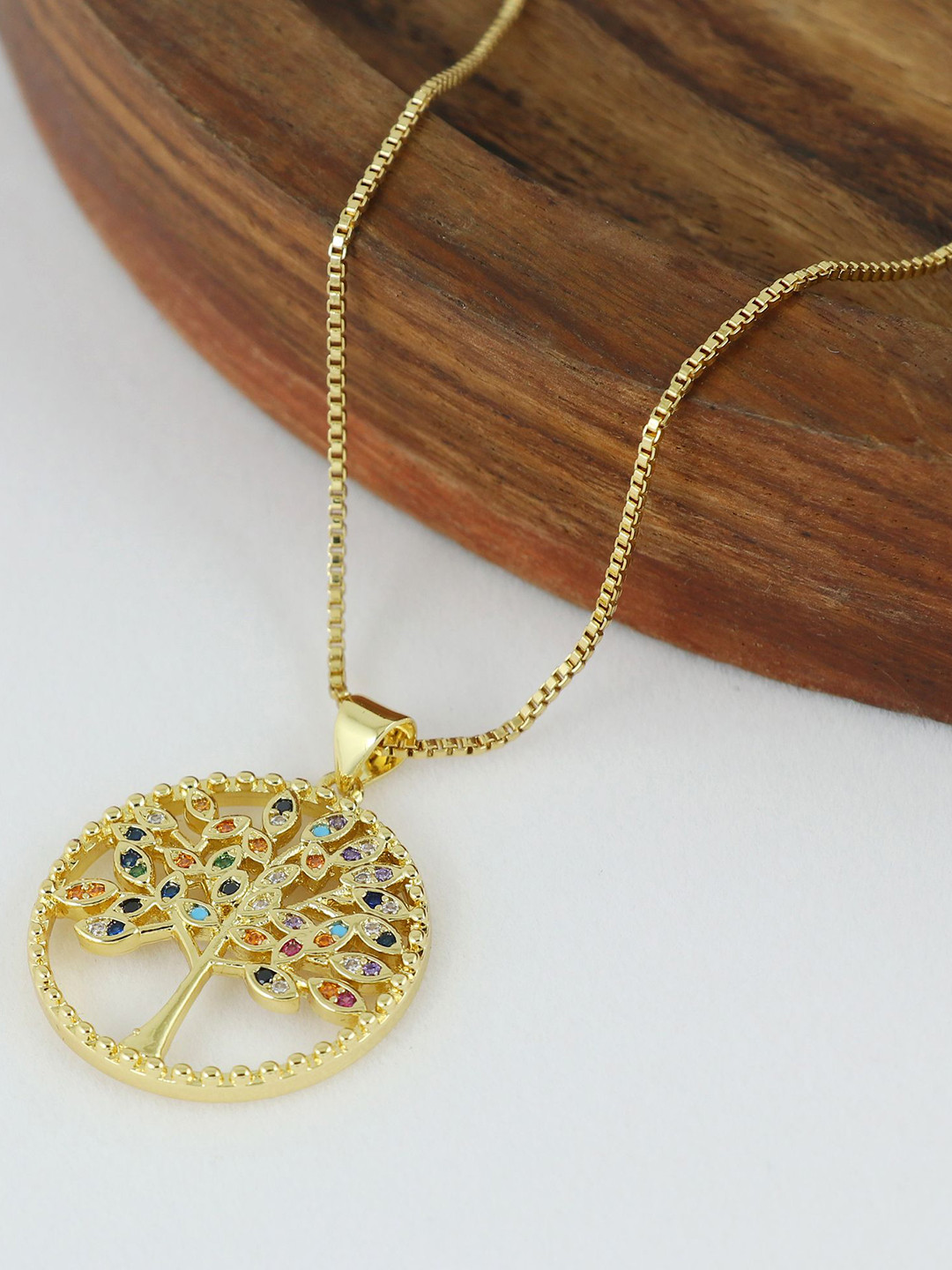 Asthetika Tree of Life Circular Pendants with Chains