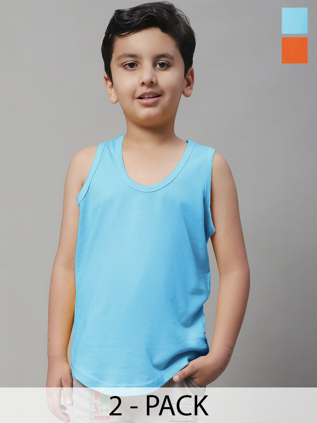 Friskers Boys Pack Of 2 Cotton Basic Vests 070525KDC-08-20