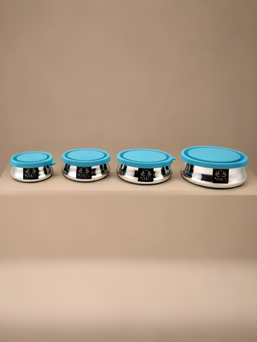 Nyra Kitchenware Premium Design Steel Stainless Steel Leak Resistant 4 Piece Flip Top Canister