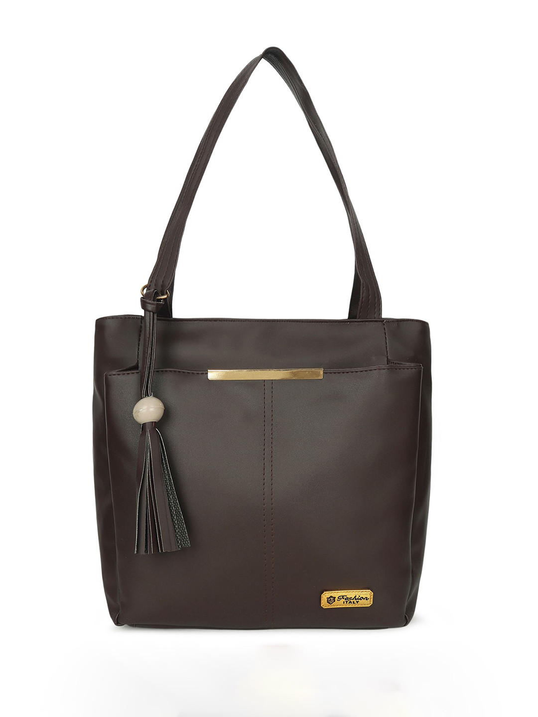 CLASPNCLUTCH Women PU Structured Handheld Bag with Tasselled