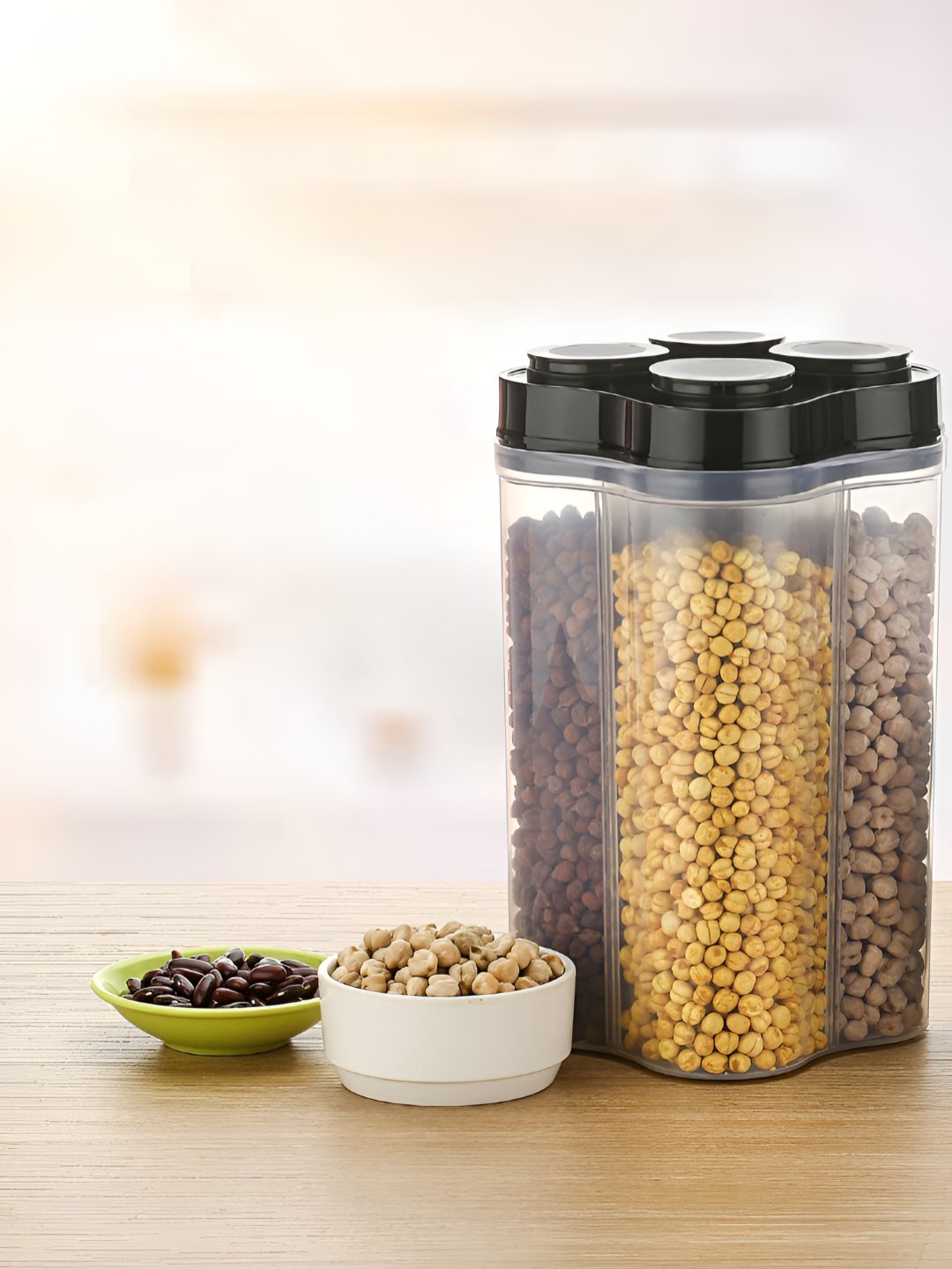 Aura 4-in-1 Black Plastic Easy To Clean Clip-On Canister-2.5L