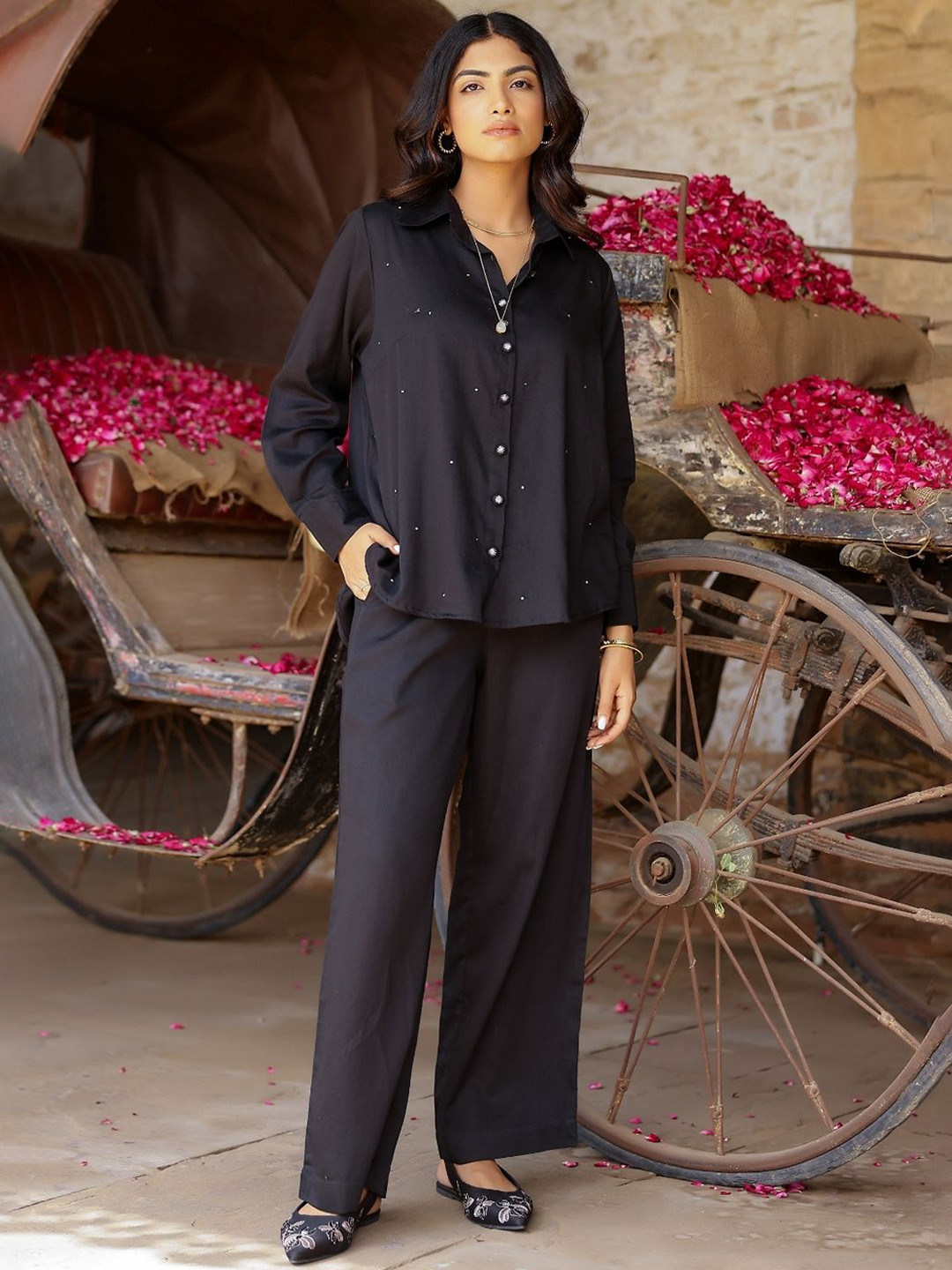 Gulaal Evil Eye Embroidered Shirt & Trousers Co-Ord Set