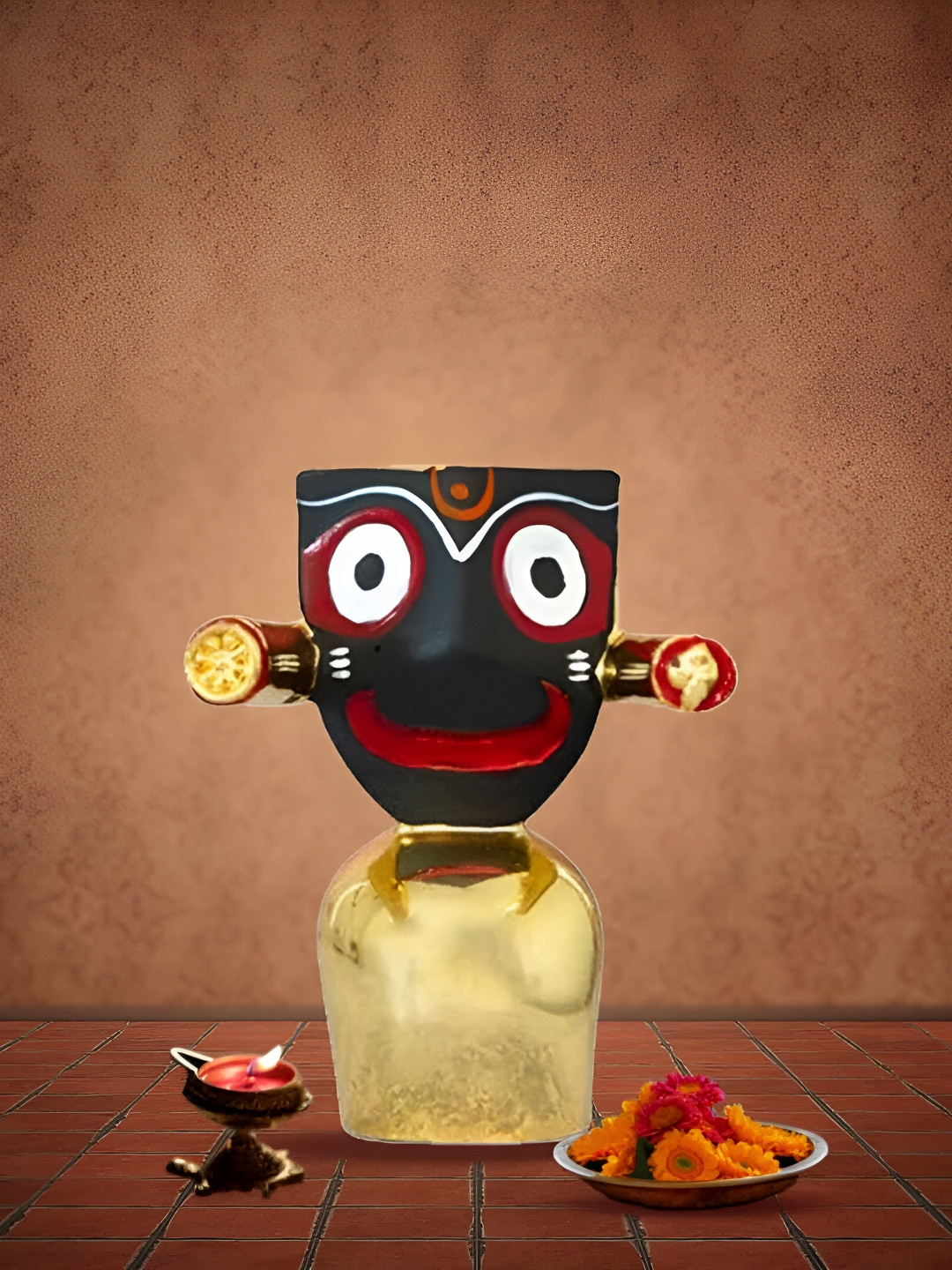 HOUSE OF WEMY Jagannath Black Polyresin Glossy Prayer Room Small Showpiece -