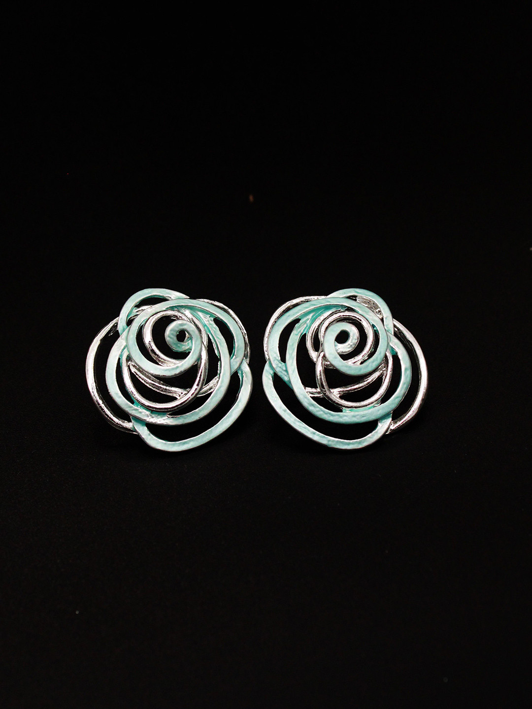 BLYSK Mint Spiral Rose Floral Studs