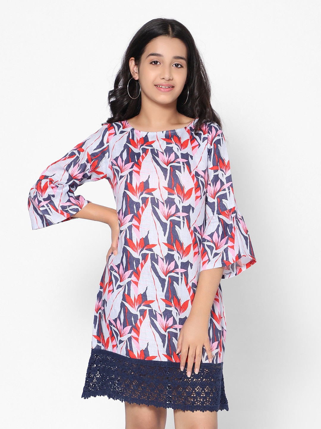 TeenTrums Women Floral Printed Linen A-Line Dress