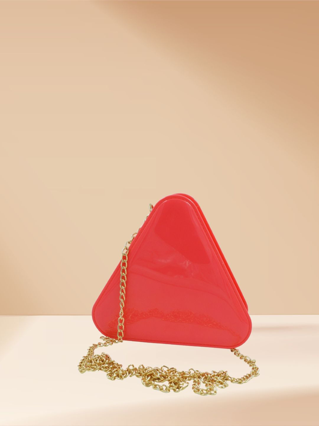 J & C Fashion Arena Traingle Shaped Silicone Box Clutch With Sling Chain