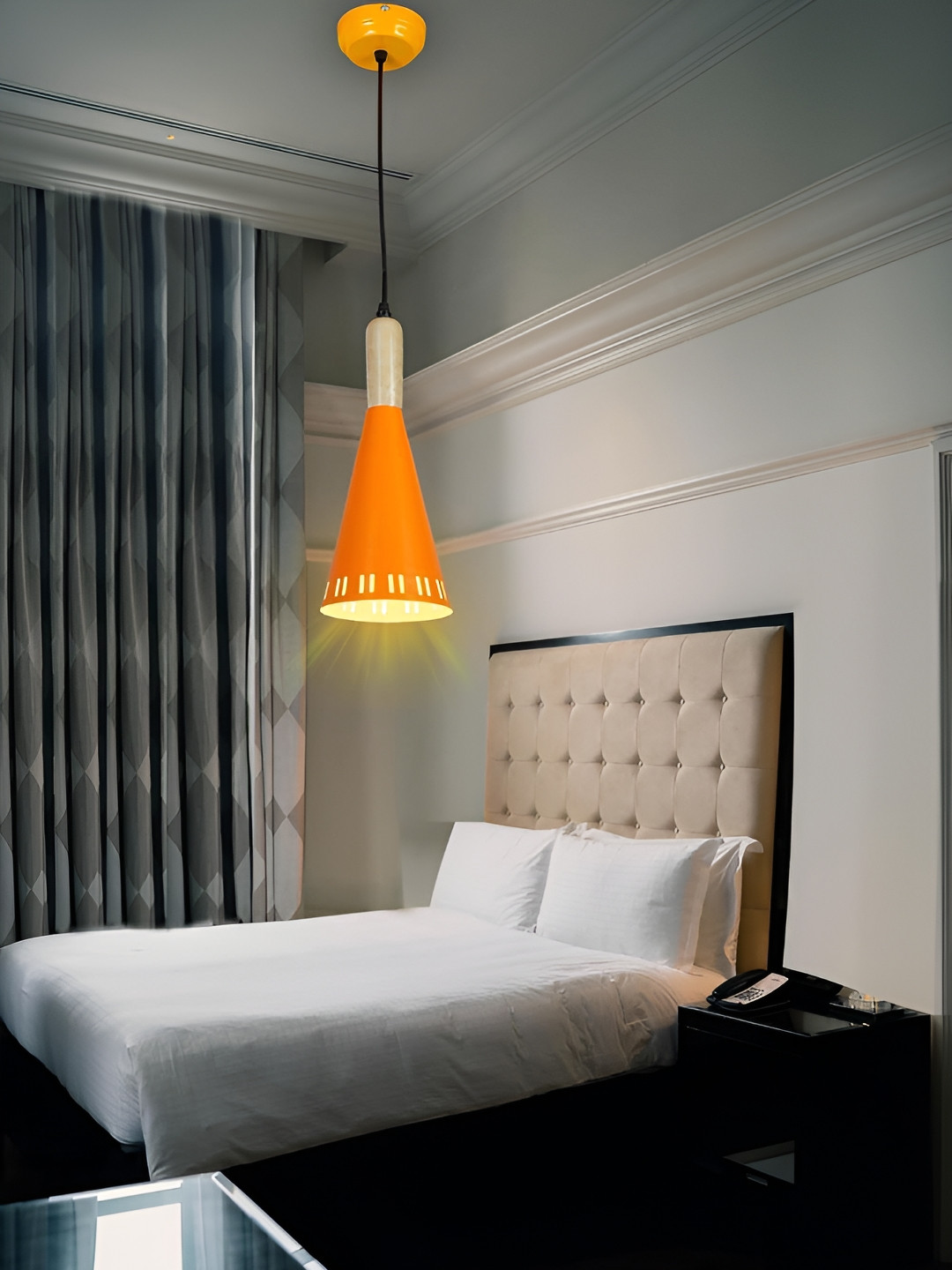 KINIS Orange & White Textured Abstract Shaped Aluminium Ceiling Lamp