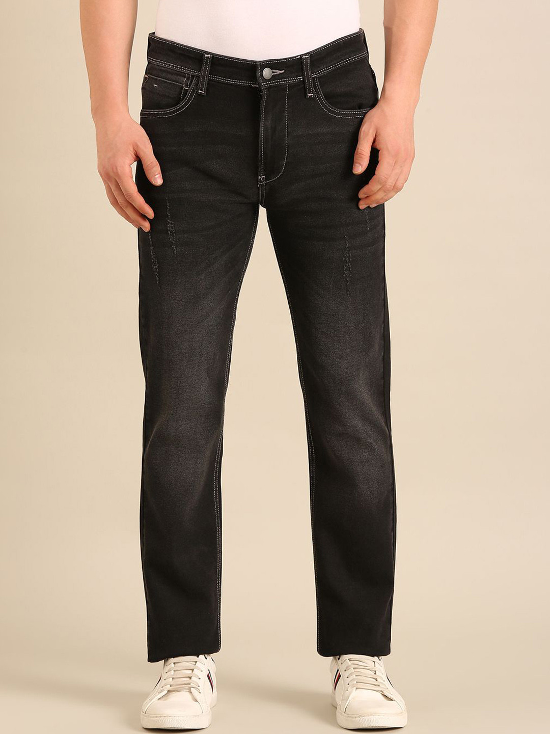 CAVALLO by Linen Club Men Urban Slim Fit Mid-Rise Mildly Distressed Light Fade Jeans