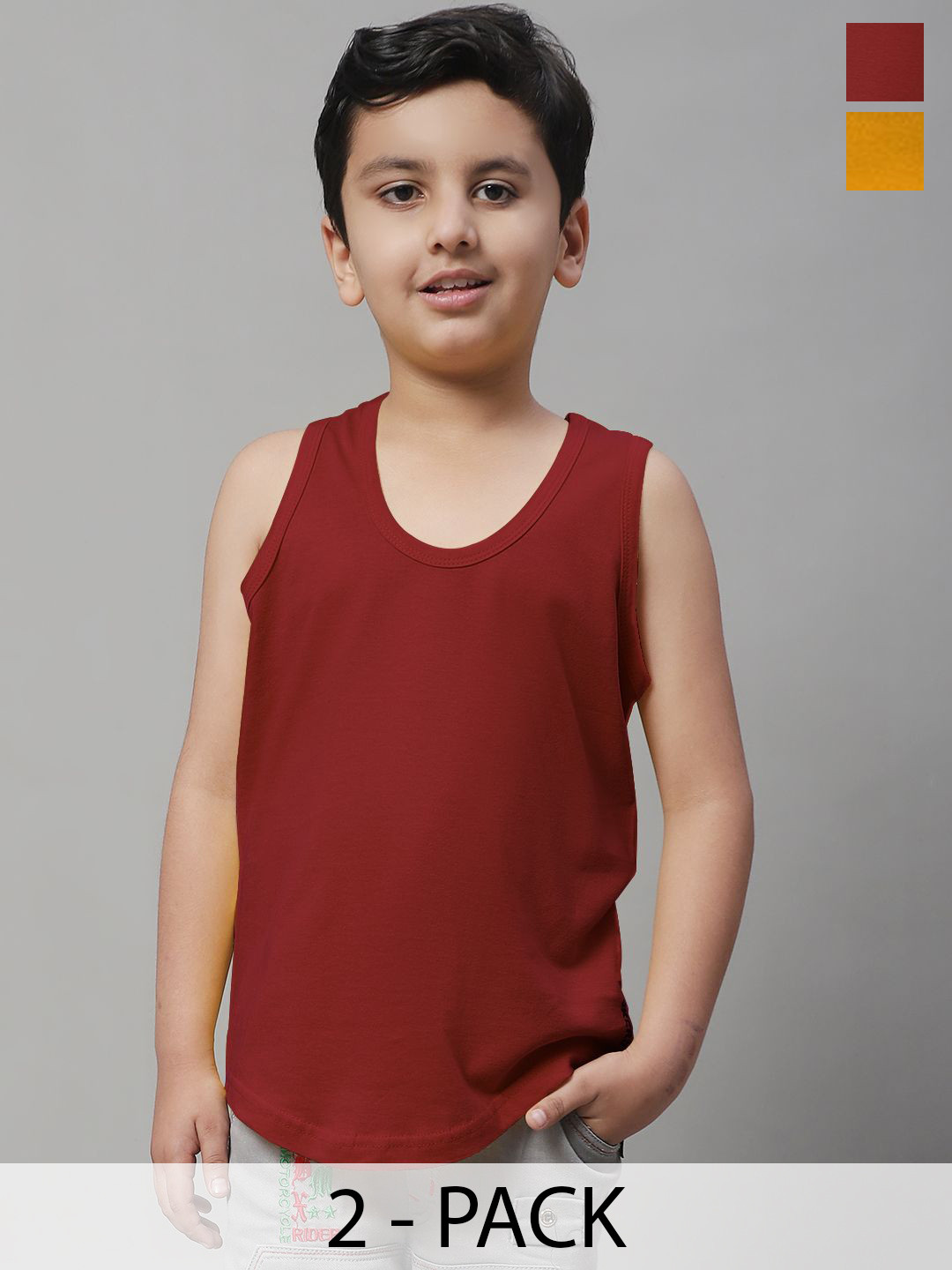 Friskers Pack Of 2 Cotton Basic Vests 070525KDC-14-26