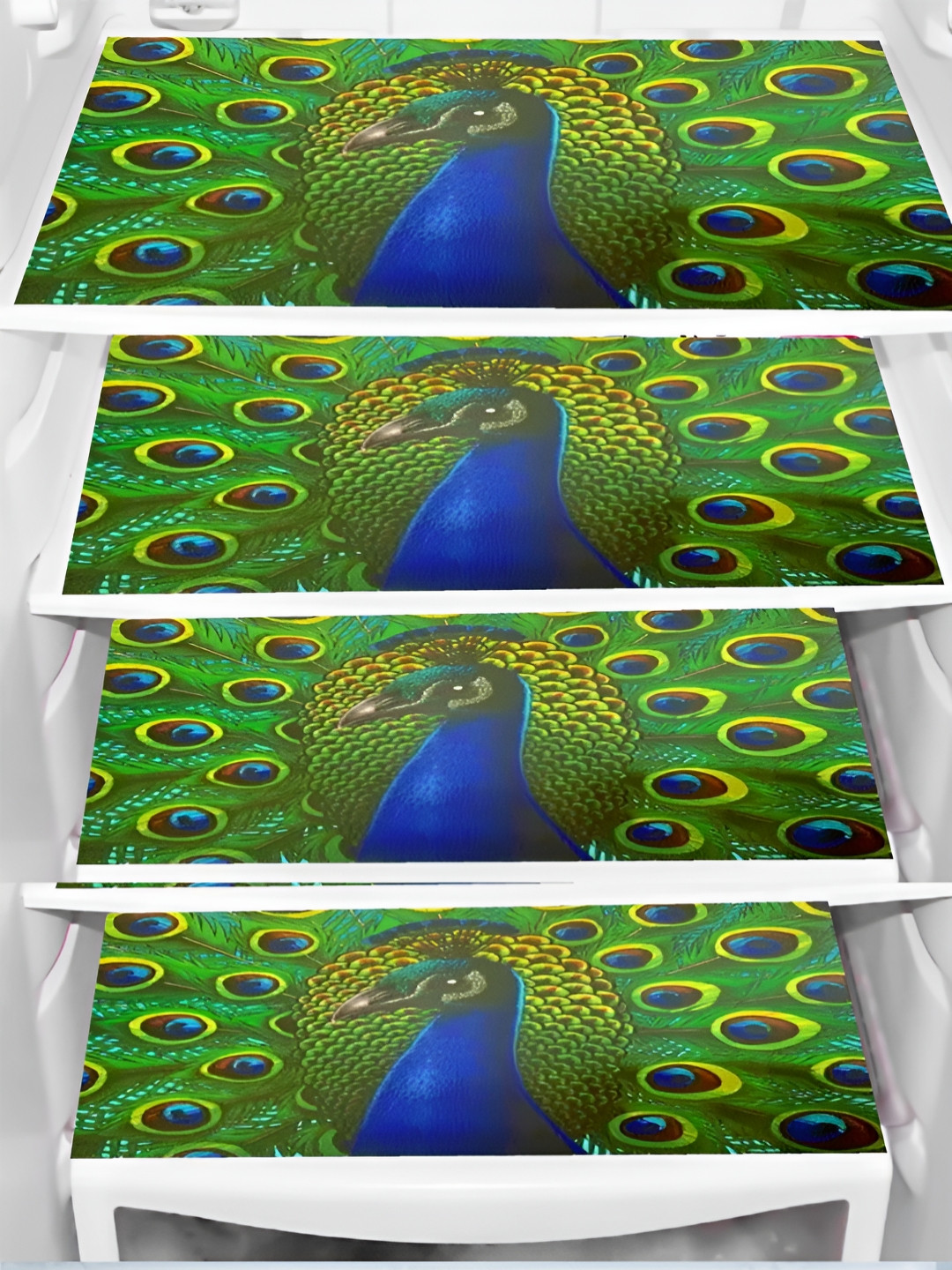 Aura 4-Pcs Green & Blue Printed Fridge Organisers
