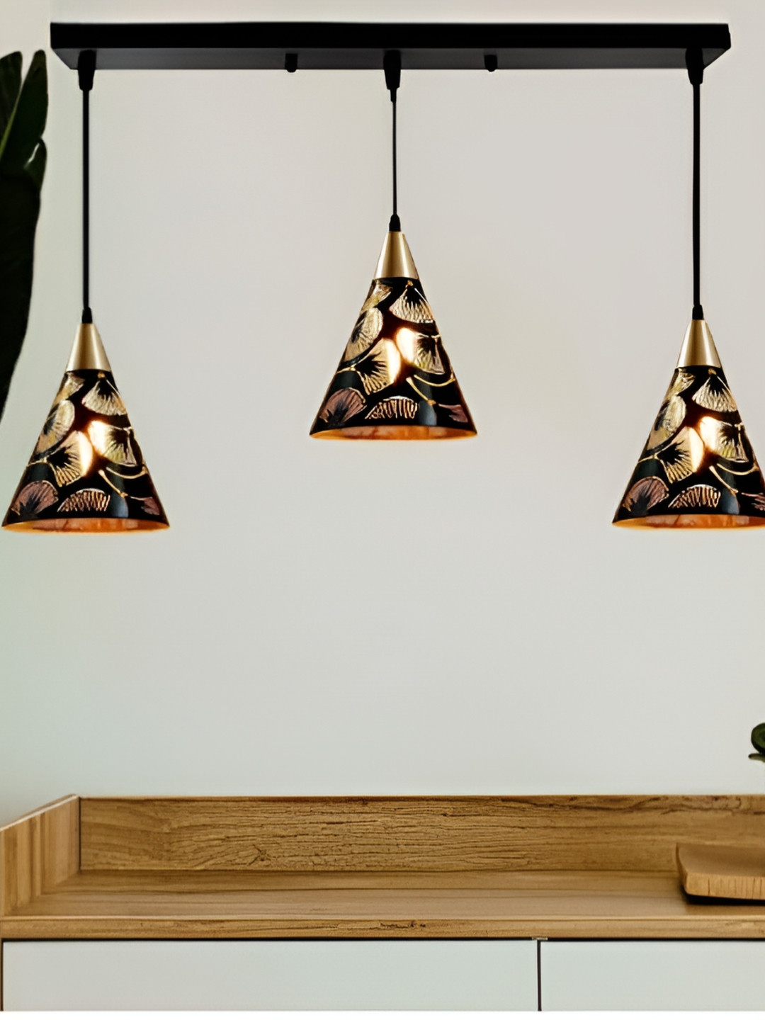 KINIS Modern and Unique Style Black & Gold-Toned Aluminium Quirky Ceiling Lamp