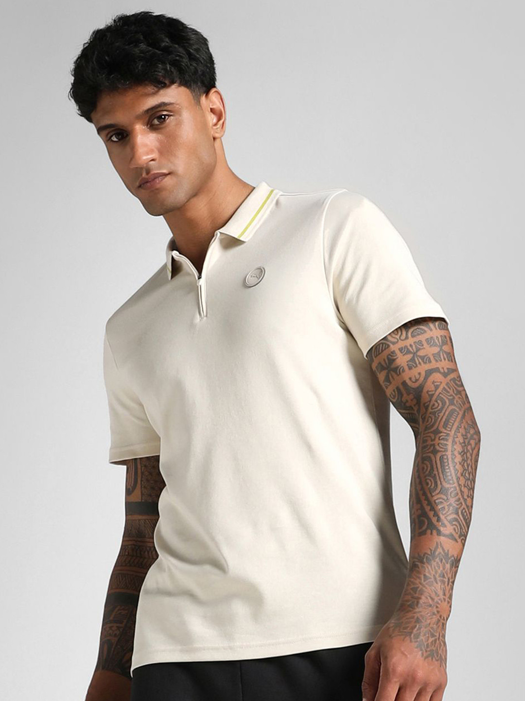 Puma Premium Essential Men Pure Cotton Slim Fit Zippered Polo