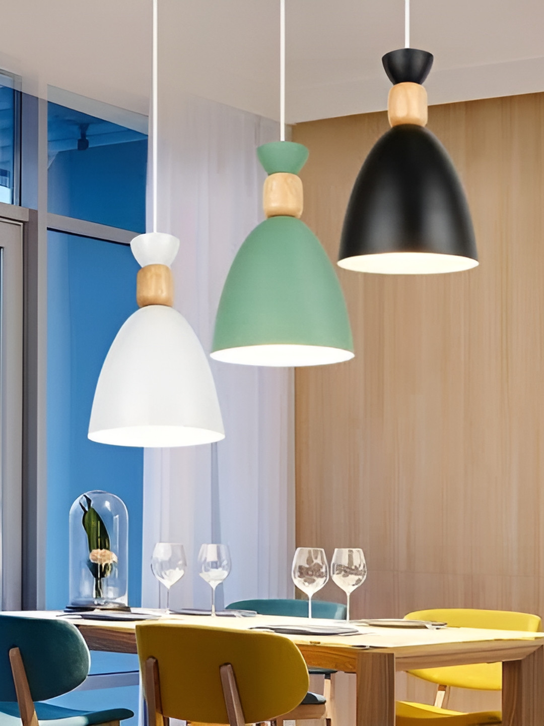 KINIS White & Green Aluminium Solid Quirky Hanging Light Ceiling Lamp