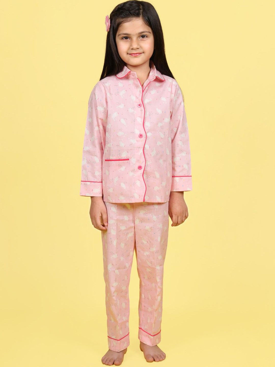 Nenolo Bunny Girls Printed Pure Cotton Night suit