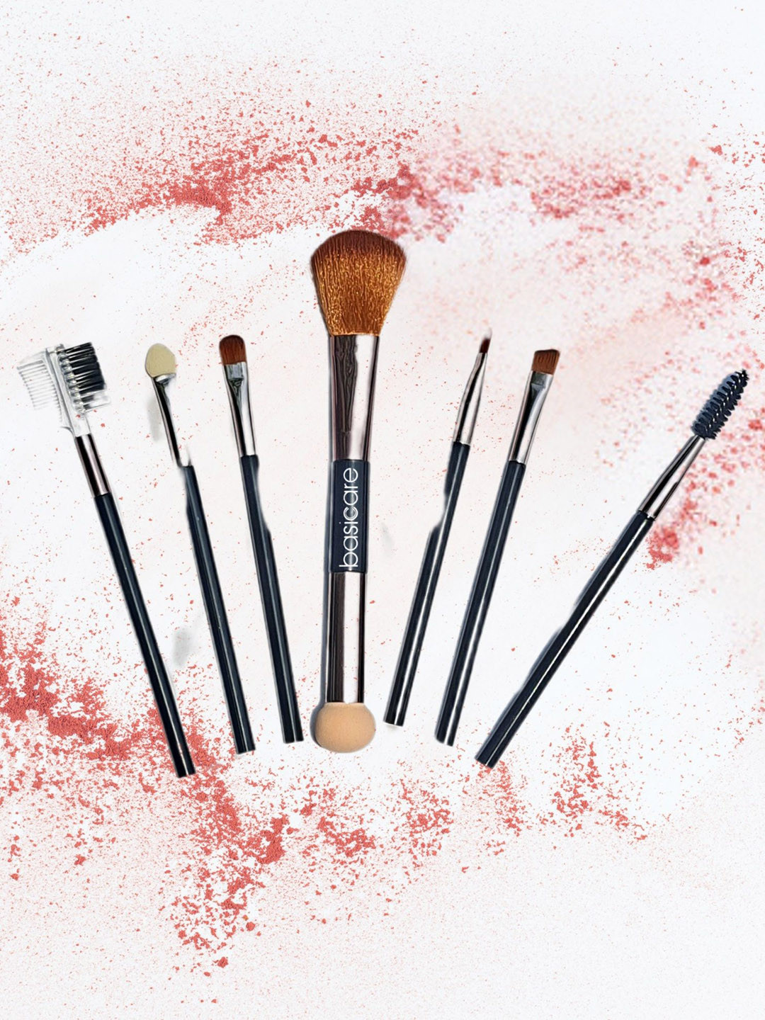 basicare Set Of 7 Premium Soft Bristles Makeup Brush Set - Black