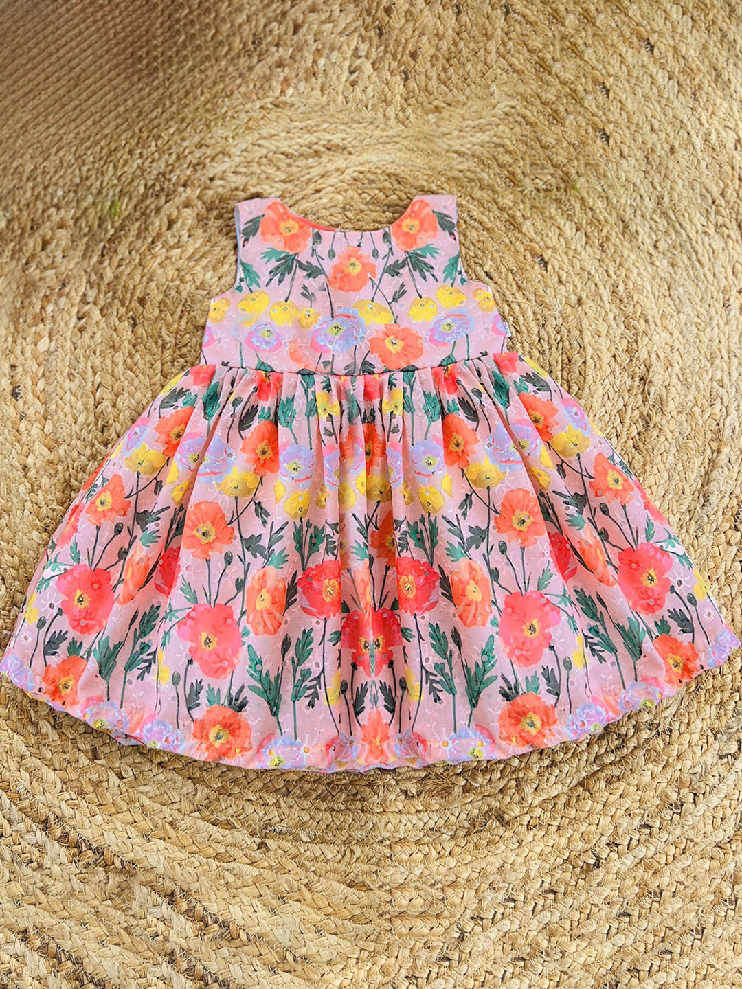 STANWELLS KIDS Girls Floral Printed Gathered Or Pleated Cotton Fit & Flare Dress