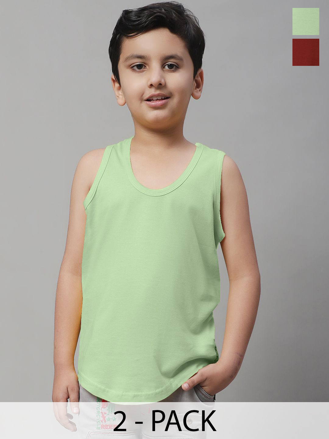 Friskers Boys Pack Of 2 Pure Cotton Basic Vests 070525KDC-14-33