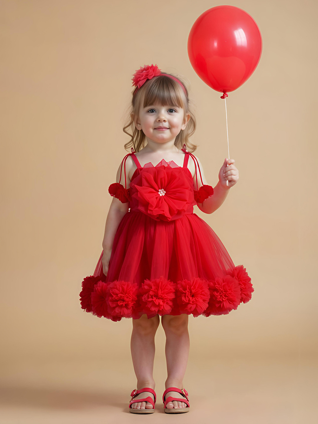 PINK LEAF Kids-Girls  1 Solid Above Knee Length Balloon Dress