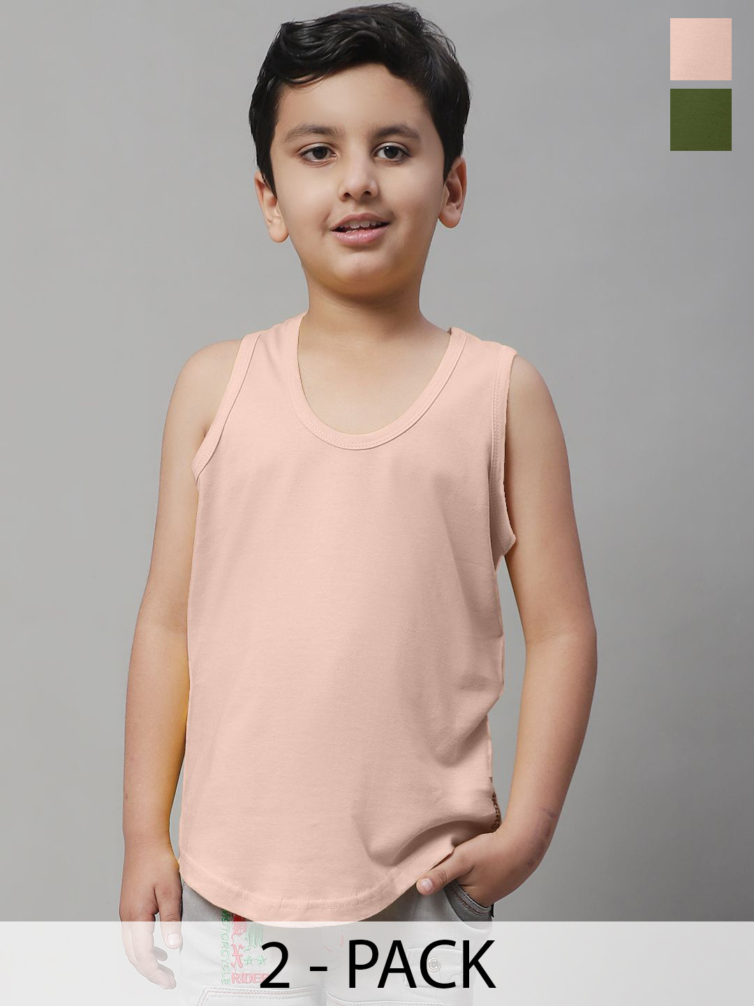 Friskers Boys Pack Of 2 Cotton Basic Vests 070525KDC-32-34