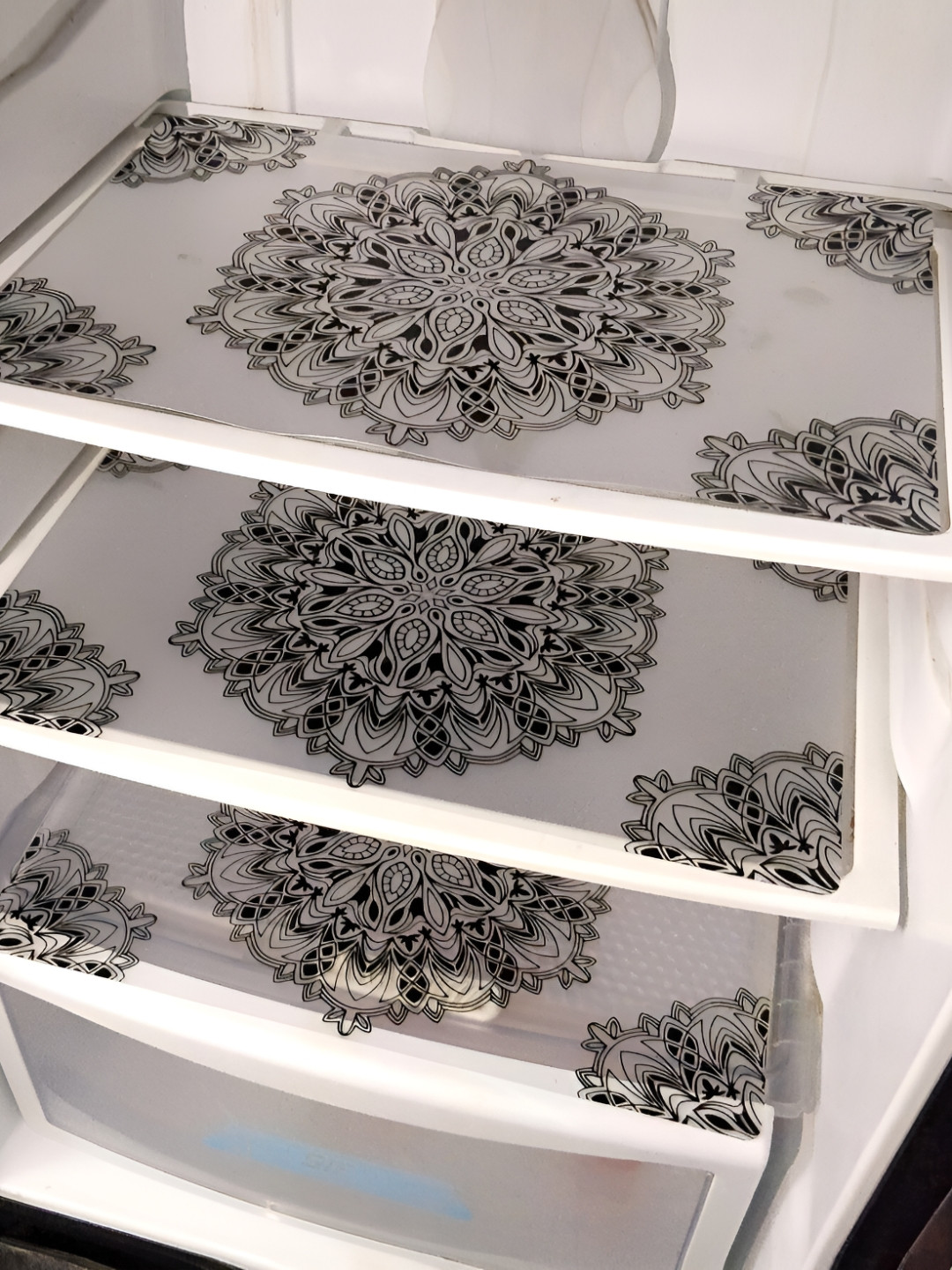 Aura White 3 Pieces Printed Heat Resistant Fridge Mats