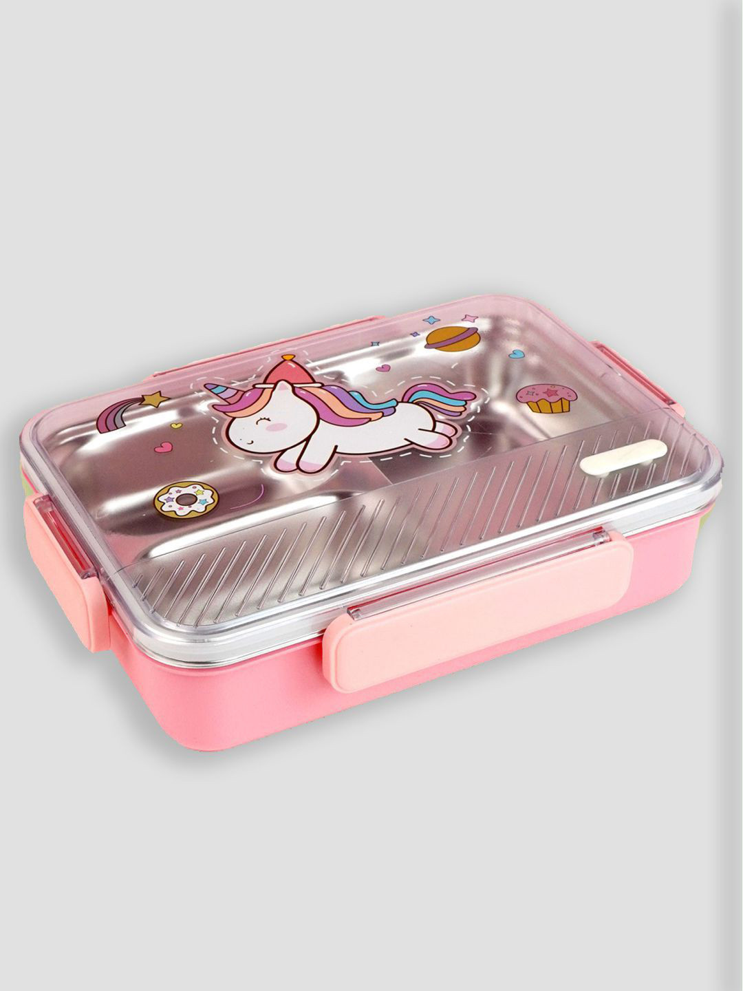 Little Surprise Box LLP Party Hat Unicorn Microwave Safe Lunch Box With Spoon and Fork